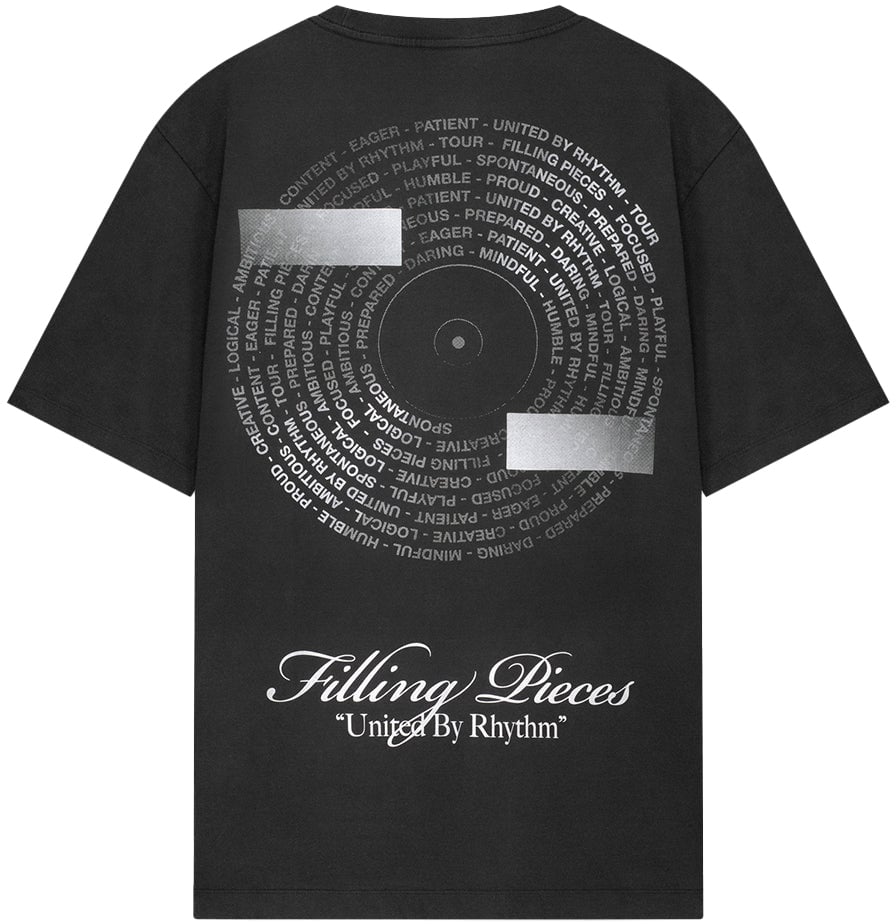 Filling Pieces T-shirt Vinyl Vintage Black Zwart