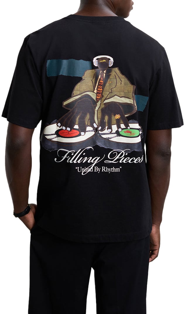 Filling Pieces T-shirt DJ Black Zwart