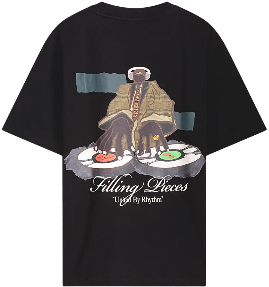 Filling Pieces T-shirt DJ Black Zwart