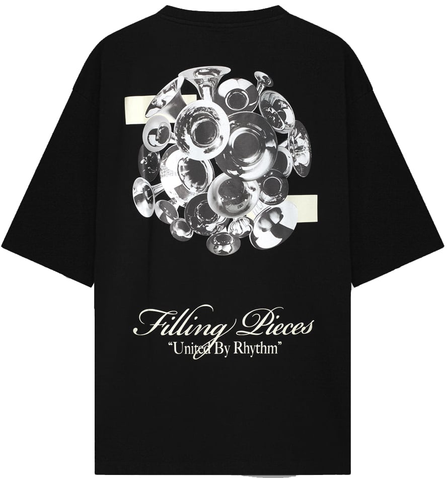 Filling Pieces T-shirt Boxy Bouquet Black Zwart