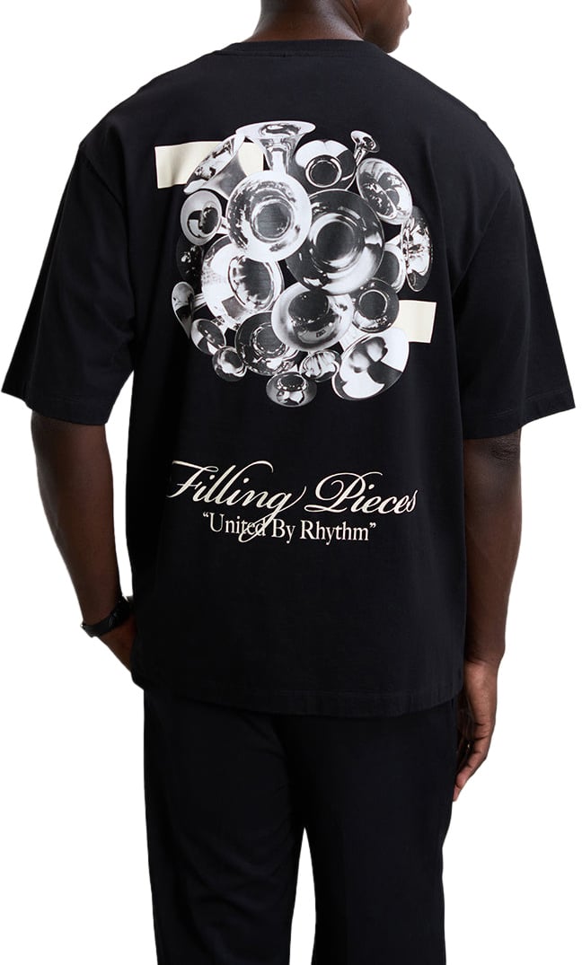 Filling Pieces T-shirt Boxy Bouquet Black Zwart