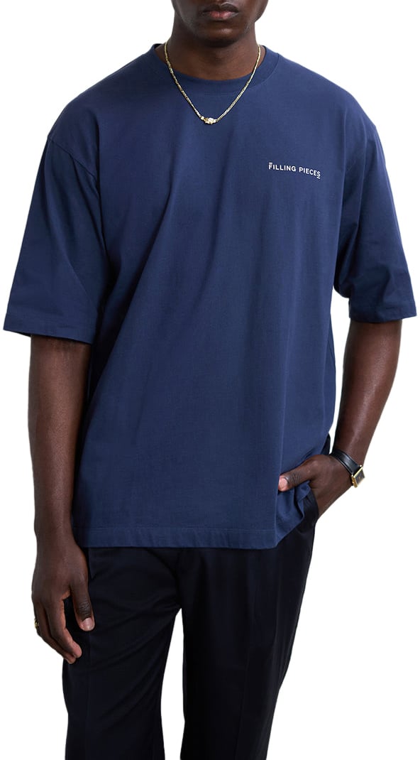 Filling Pieces T-shirt Boxy Navy Blauw