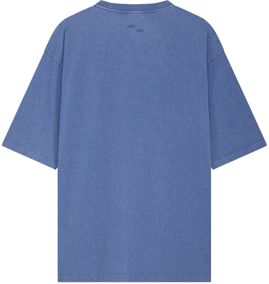 Filling Pieces T-shirt Boxy Embroidered Vintage Blue Blauw