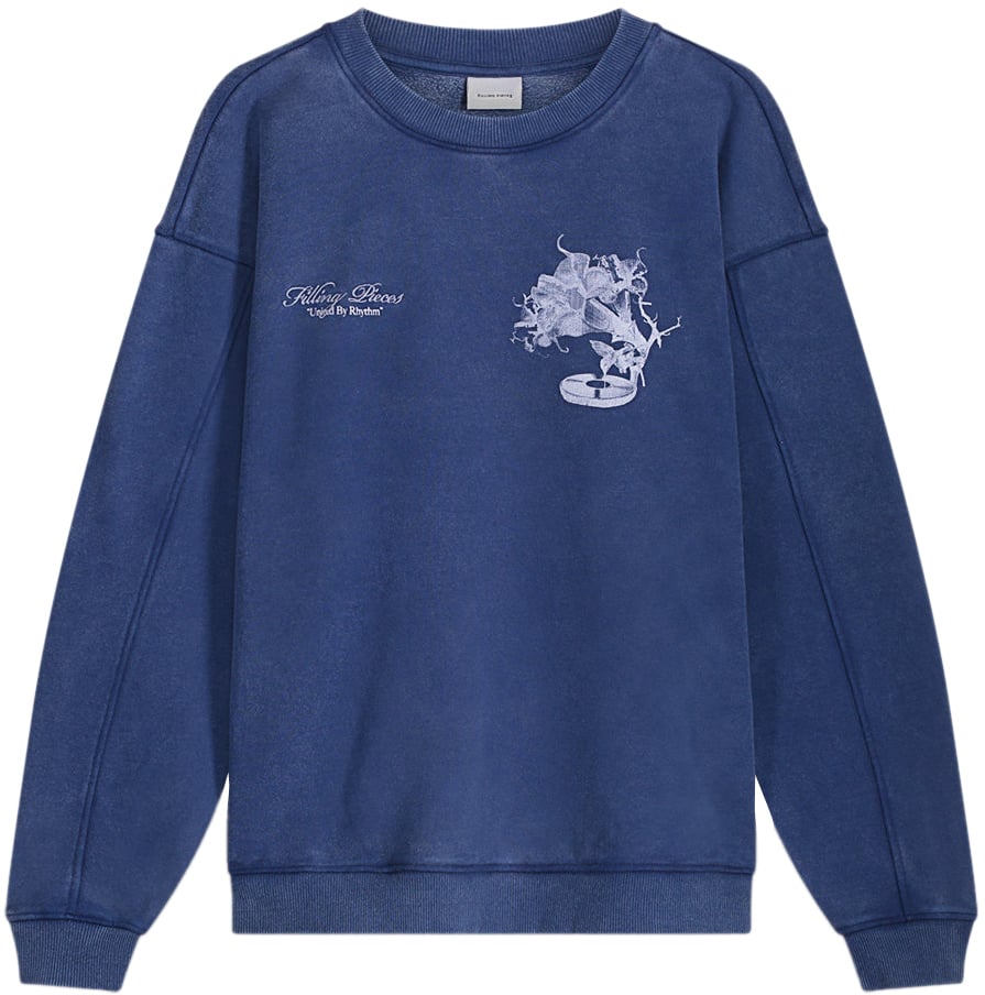 Filling Pieces Sweatshirt Gramophone Vintage Blue Blauw