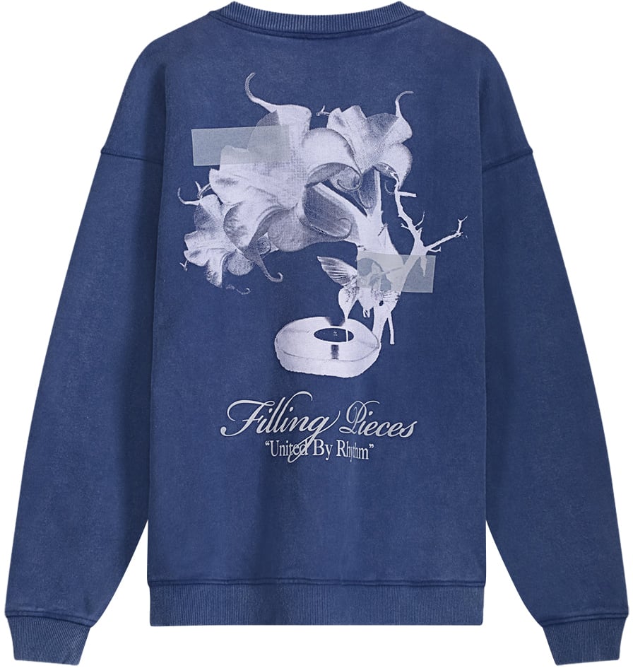 Filling Pieces Sweatshirt Gramophone Vintage Blue Blauw