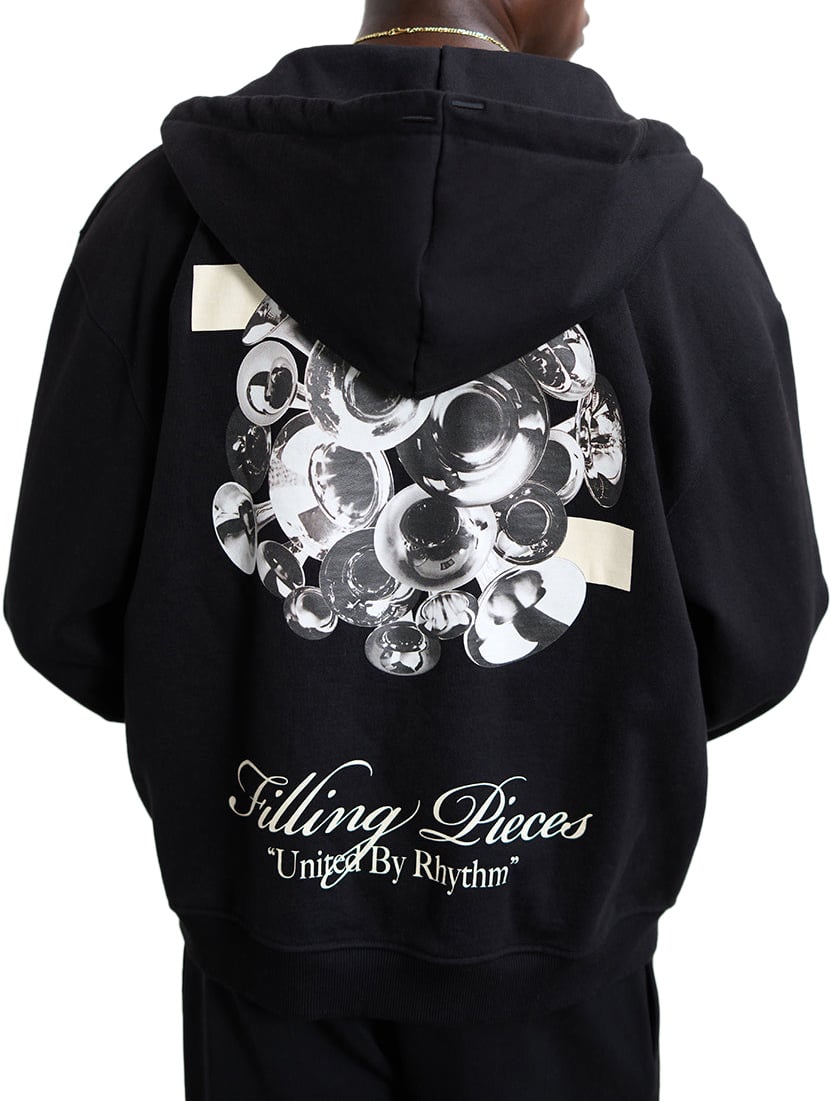 Filling Pieces Zip Hoodie Bouquet Black Zwart