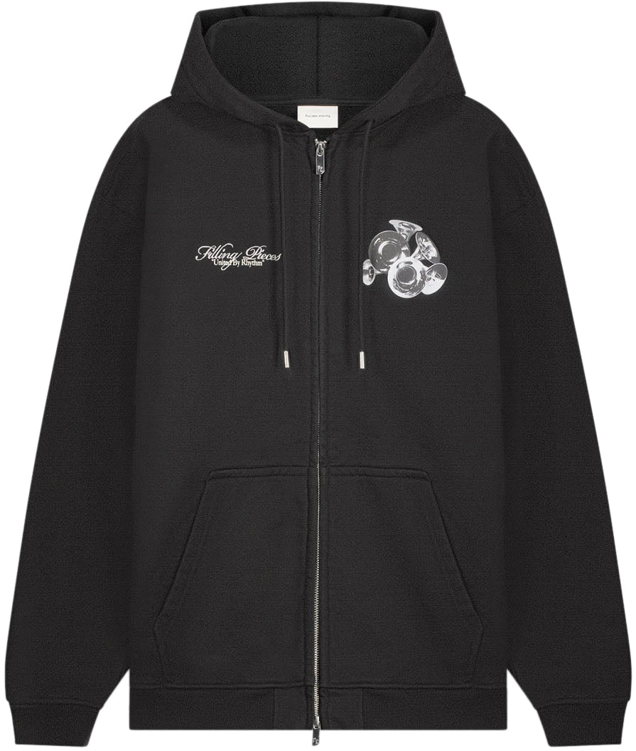 Filling Pieces Zip Hoodie Bouquet Black Zwart