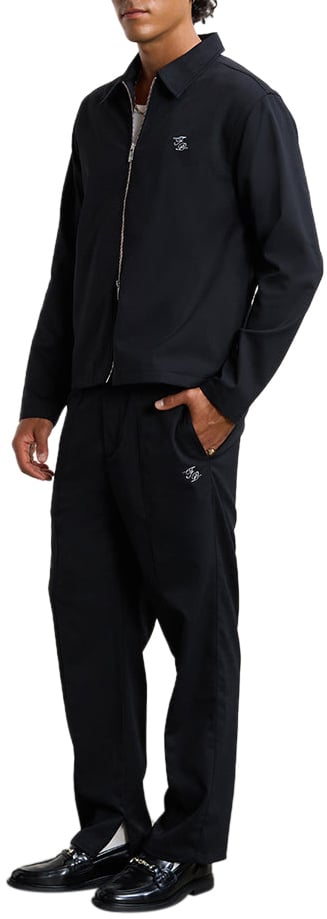 Filling Pieces Coach Pants Twill Wool Black Zwart