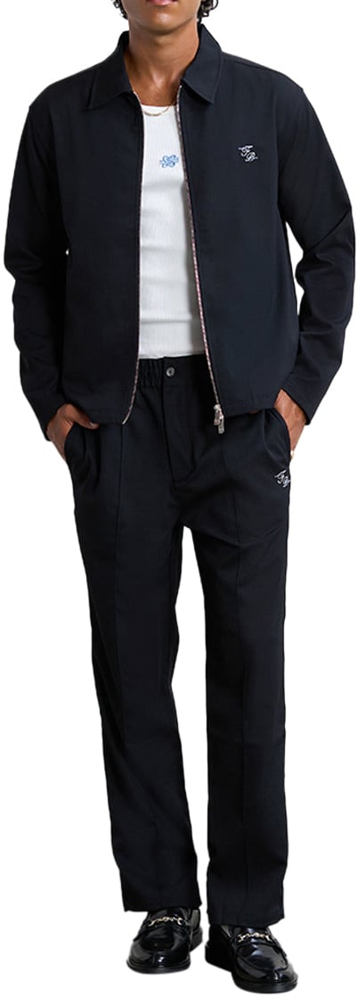 Filling Pieces Coach Pants Twill Wool Navy Blauw