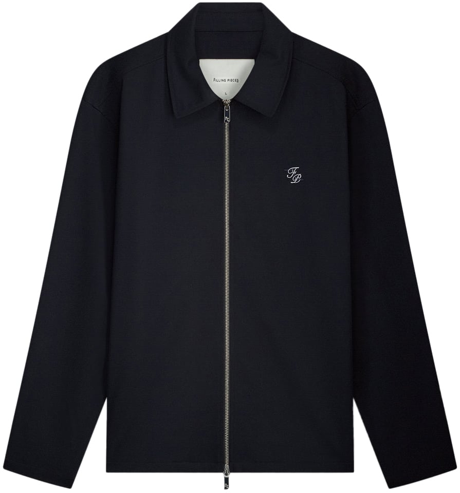 Filling Pieces Coach Jacket Twill Wool Navy Blauw