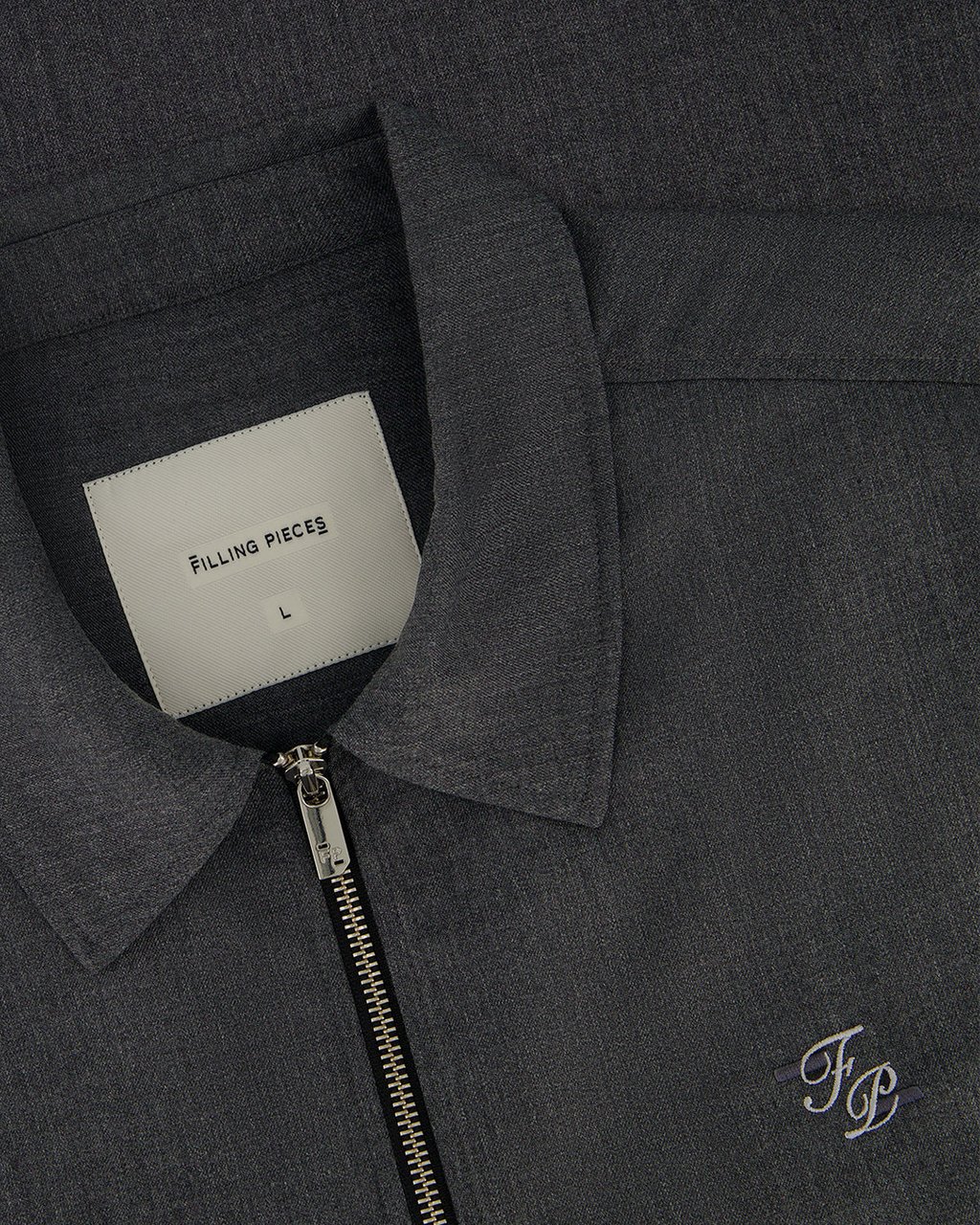 Filling Pieces Coach Jacket Twill Wool Grey Grijs