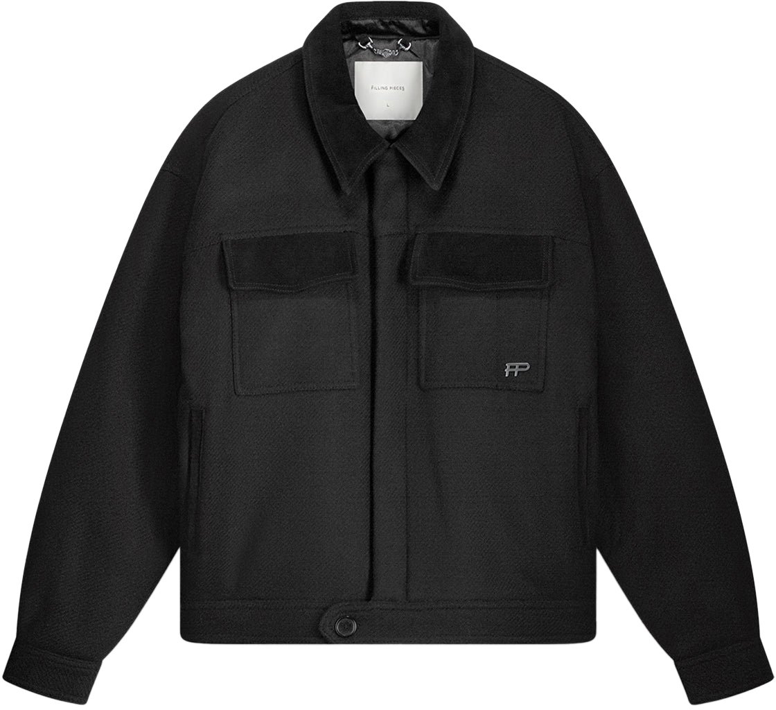 Filling Pieces Box Jacket Varsity Black Zwart