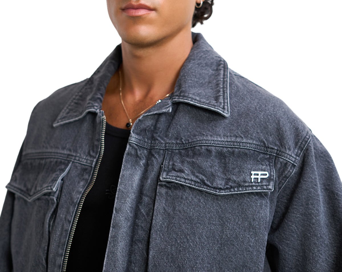 Filling Pieces Denim Jacket Washed Black Zwart