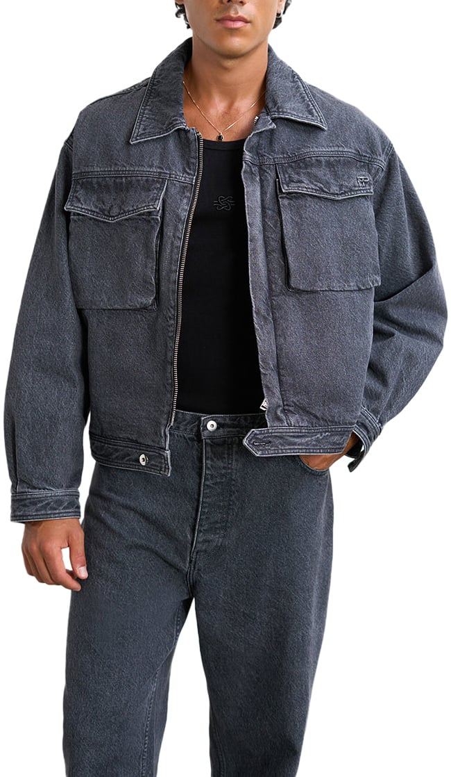 Filling Pieces Denim Jacket Washed Black Zwart