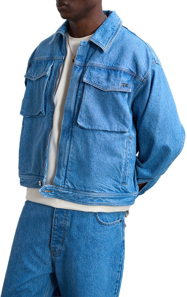 Filling Pieces Denim Jacket Washed Indigo Blauw