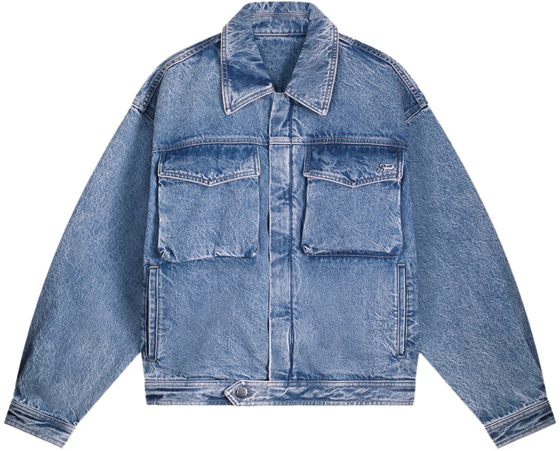 Filling Pieces Denim Jacket Washed Indigo Blauw