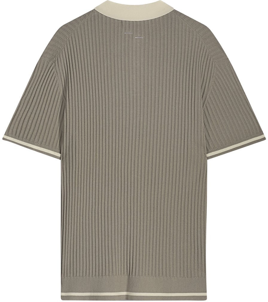 Filling Pieces Fine Knit Polo Atmosphere Grijs