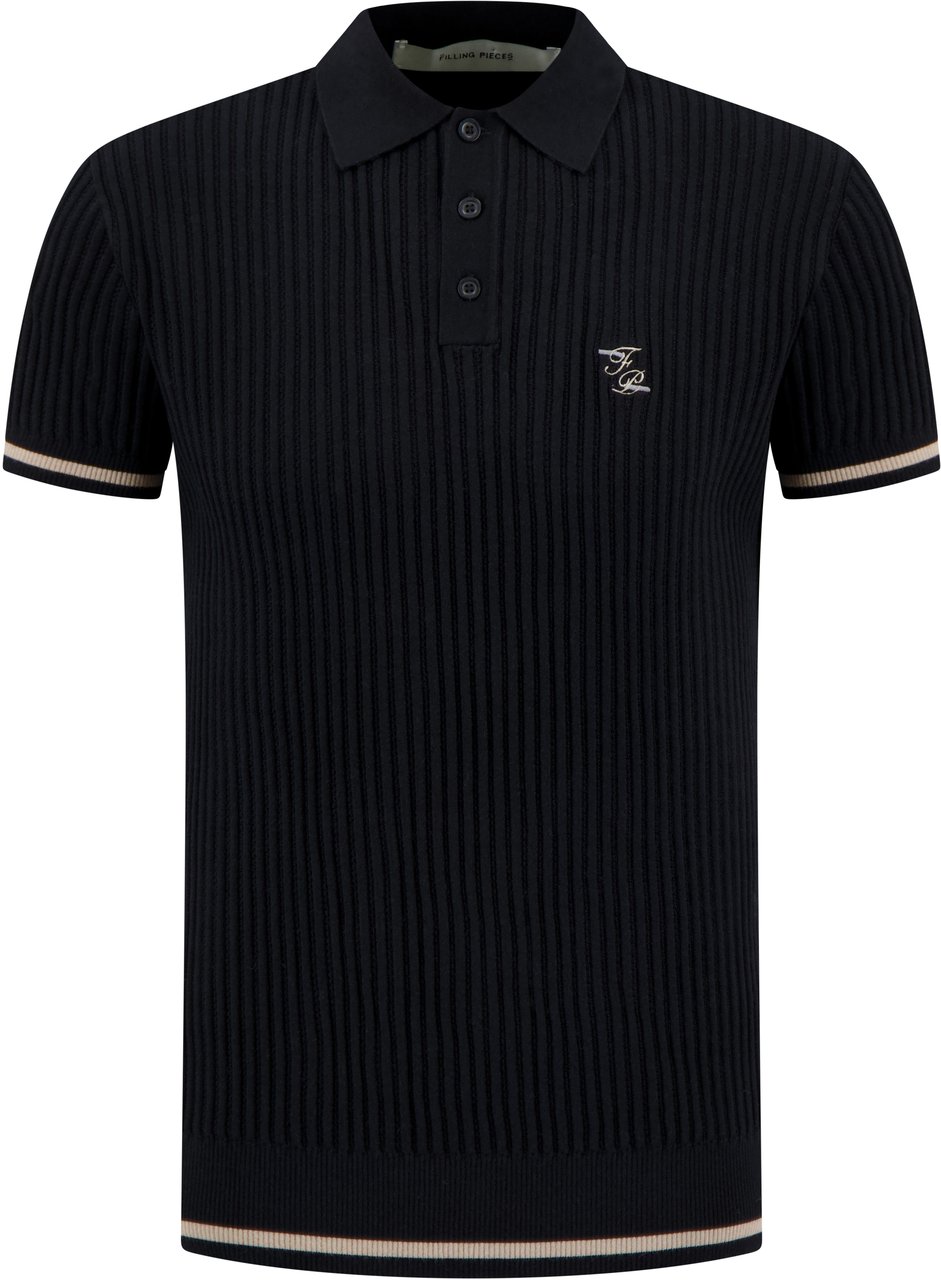 Filling Pieces Polo Zwart Zwart