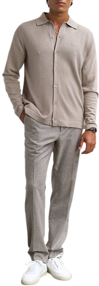 Filling Pieces Knit Dress Shirt Atmosphere Grijs