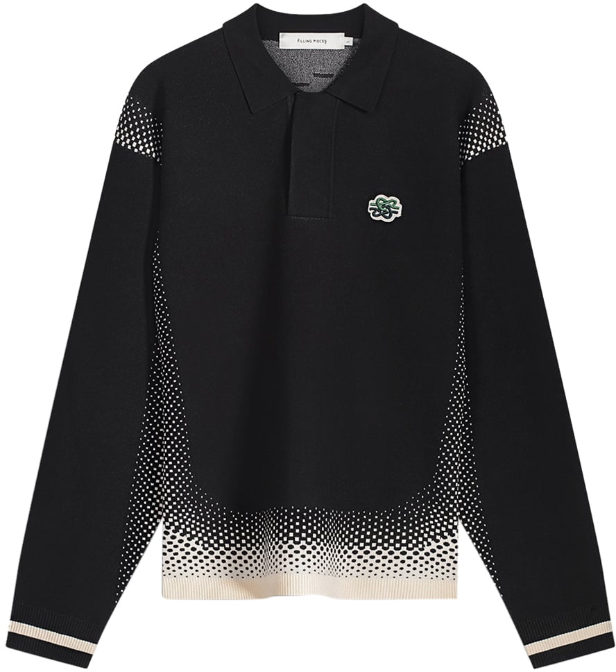 Filling Pieces Heren Knit Shirt Rugby Zwart Zwart