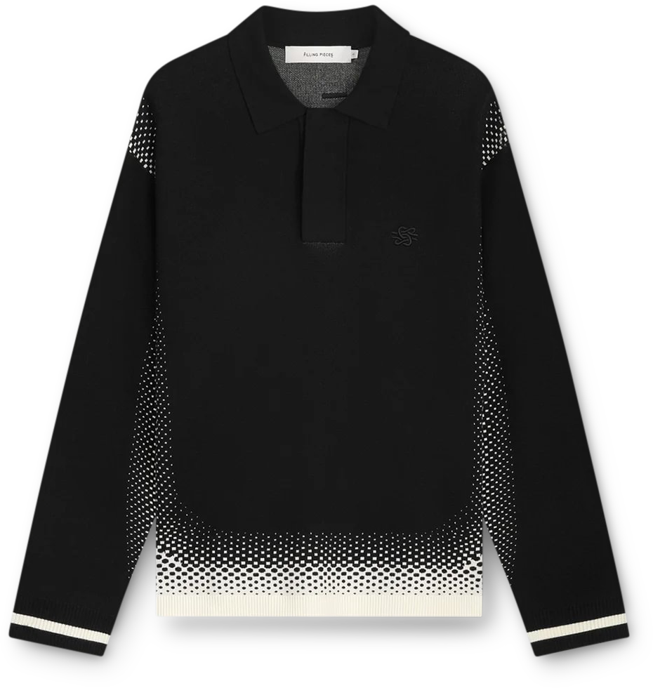 Filling Pieces Heren Knit Shirt Rugby Zwart Zwart