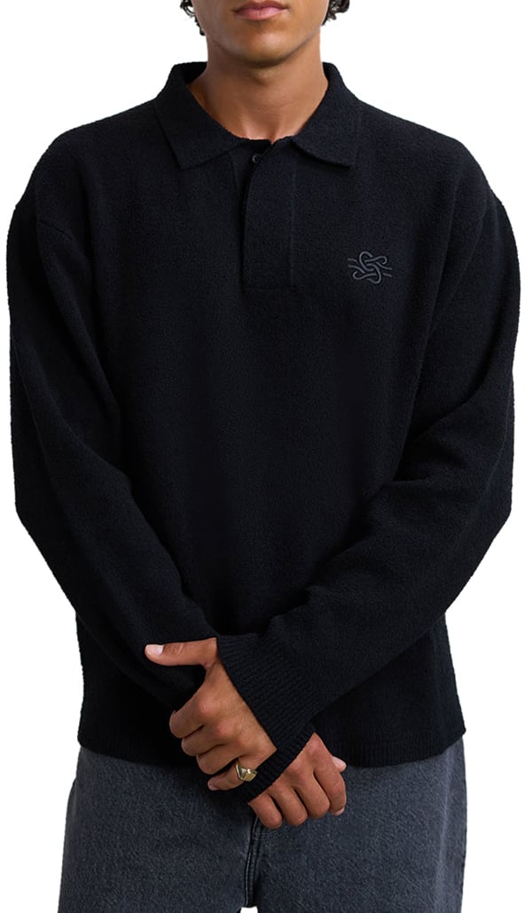 Filling Pieces Knit Shirt Boucle Black Zwart