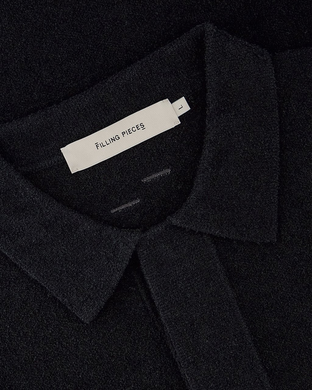 Filling Pieces Knit Shirt Boucle Black Zwart