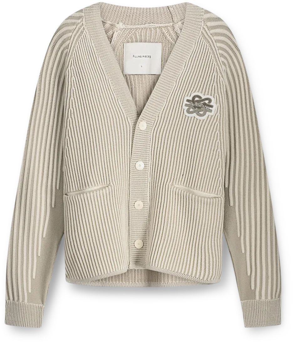 Filling Pieces Heren Knit Cardigan Knot Beige Beige