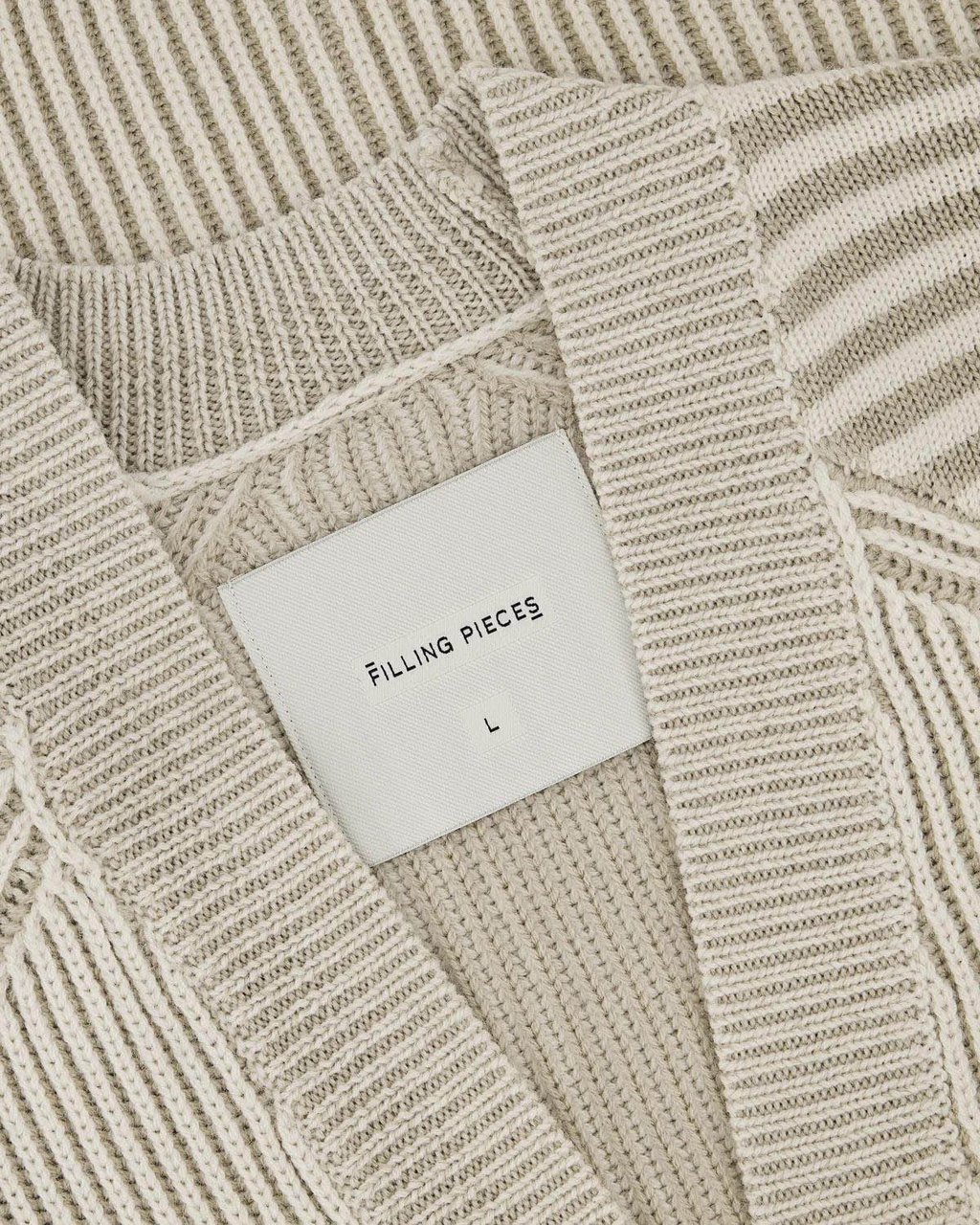 Filling Pieces Heren Knit Cardigan Knot Beige Beige