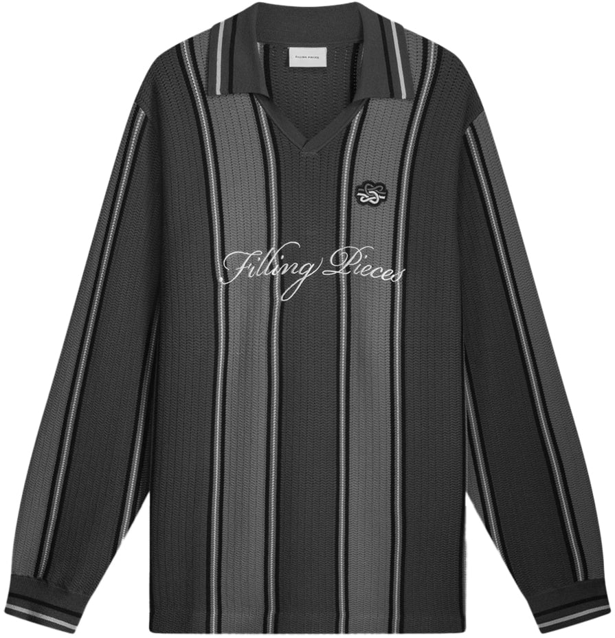 Filling Pieces Knit Football Jersey Black / Grey Zwart