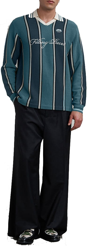 Filling Pieces Knit Football Jersey Dark Green Groen