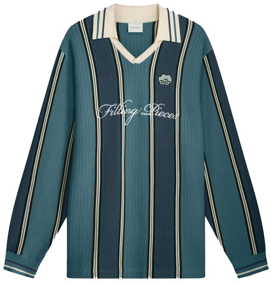 Filling Pieces Knit Football Jersey Dark Green Groen