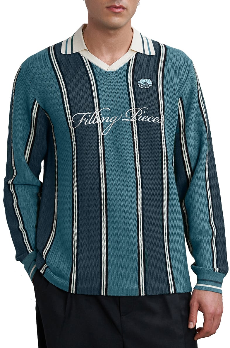 Filling Pieces Knit Football Jersey Dark Green Groen