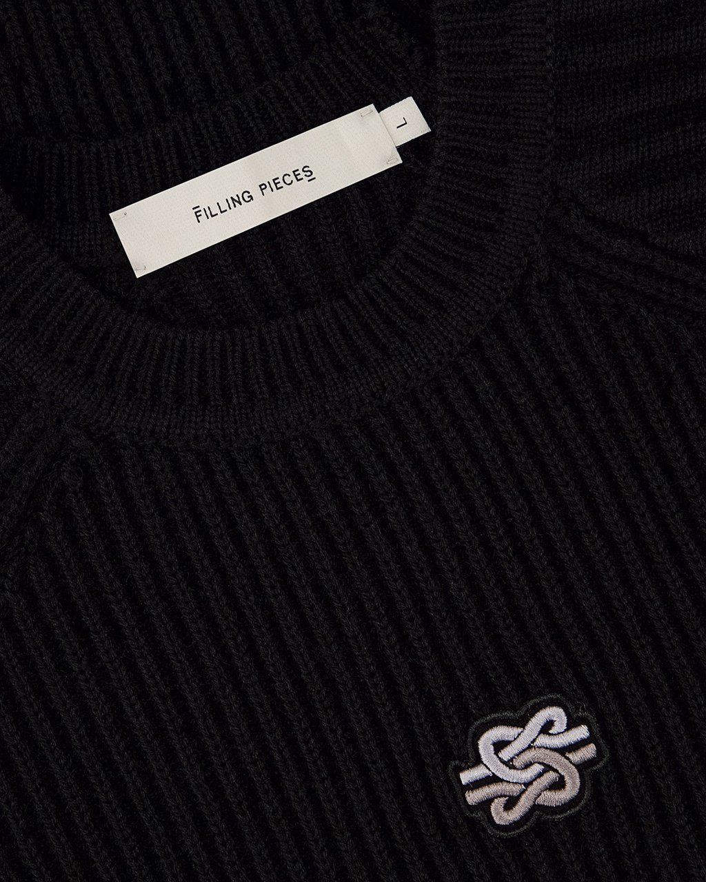 Filling Pieces Knit Sweater Raglan Black Zwart