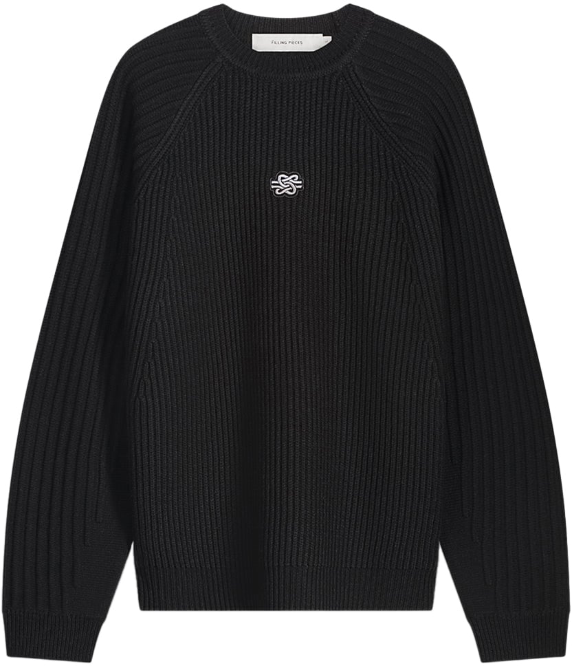 Filling Pieces Knit Sweater Raglan Black Zwart