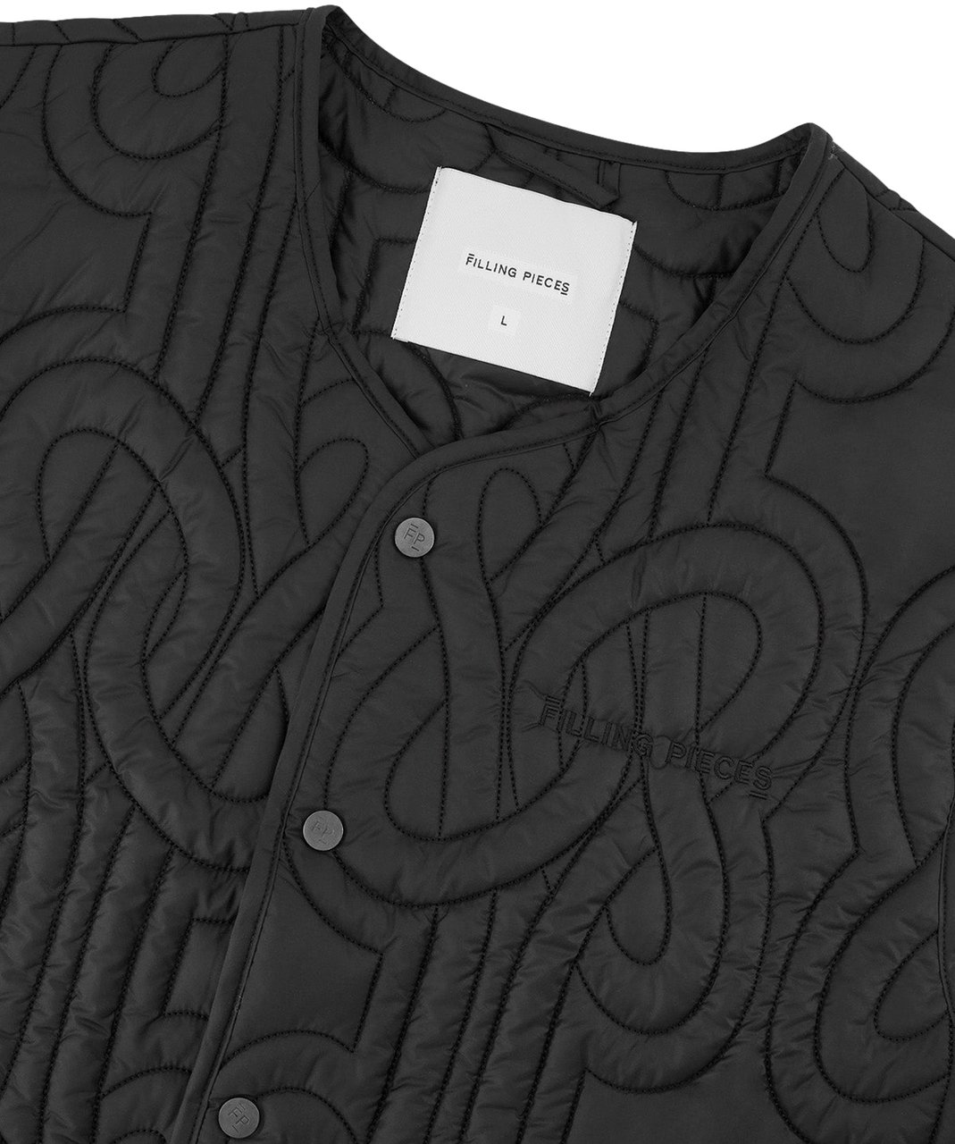 Filling Pieces Quilted Puffer Vest Black Zwart