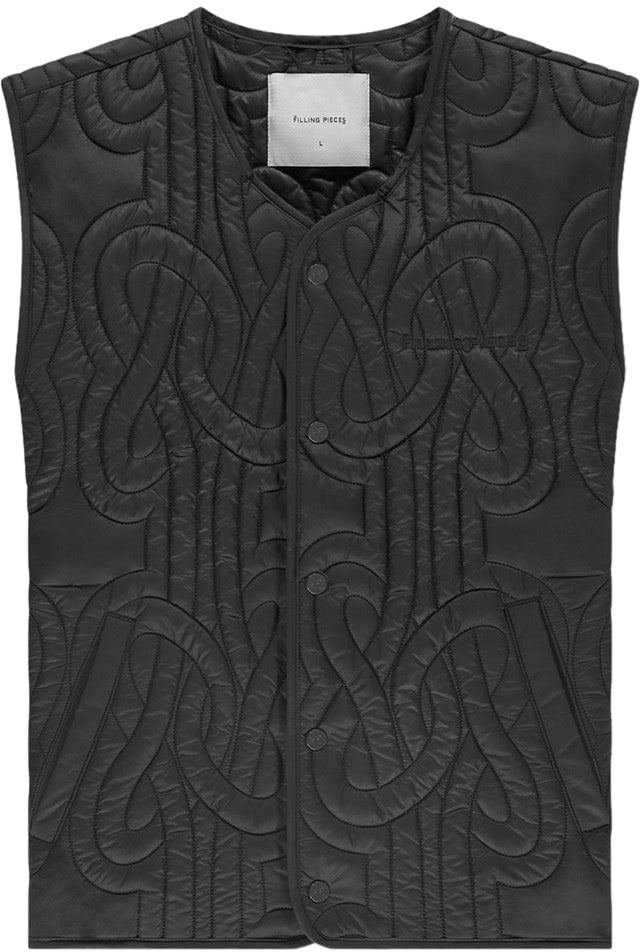Filling Pieces Quilted Puffer Vest Black Zwart