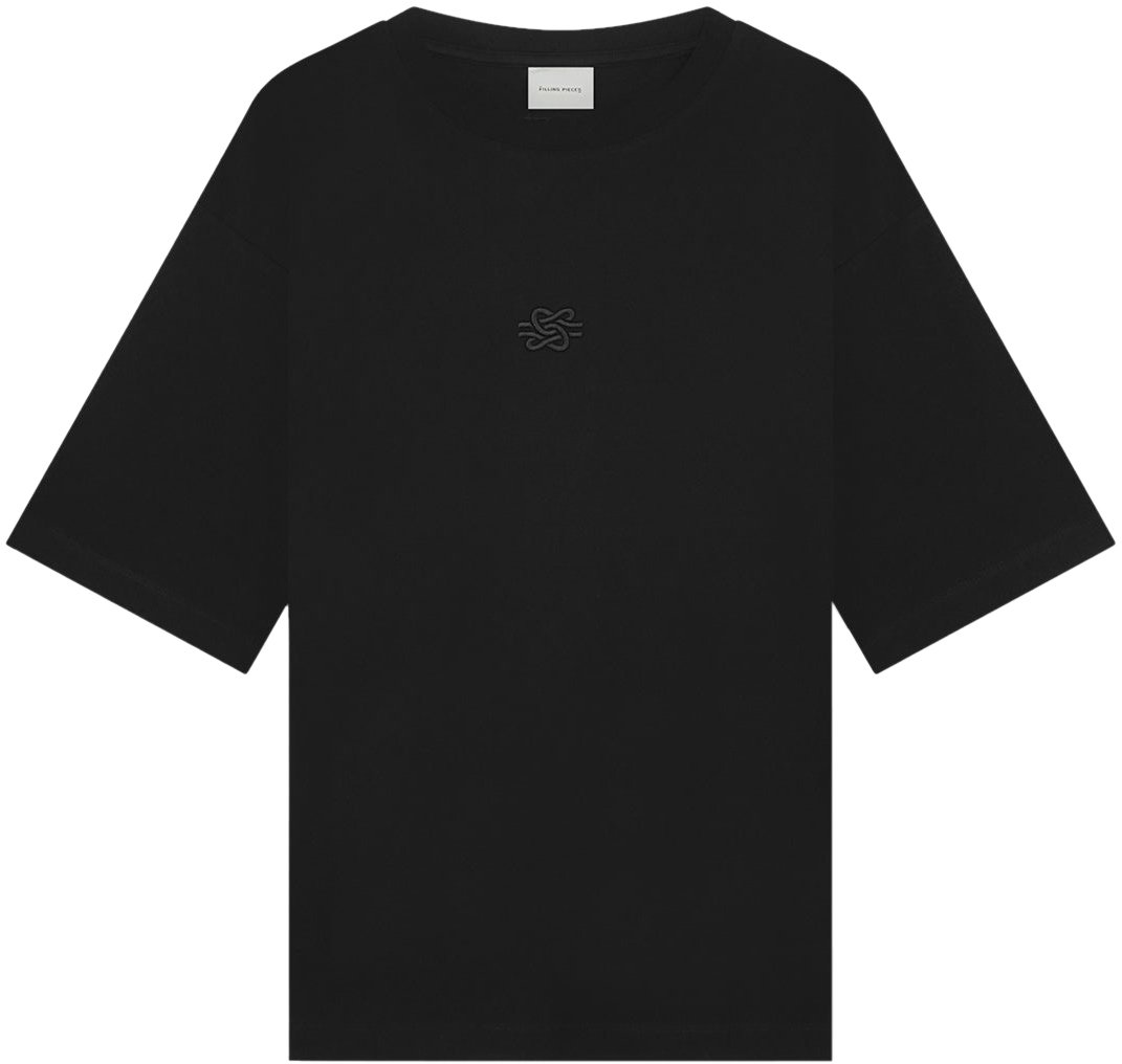 Filling Pieces T-shirt Boxy Embroidered Black Zwart