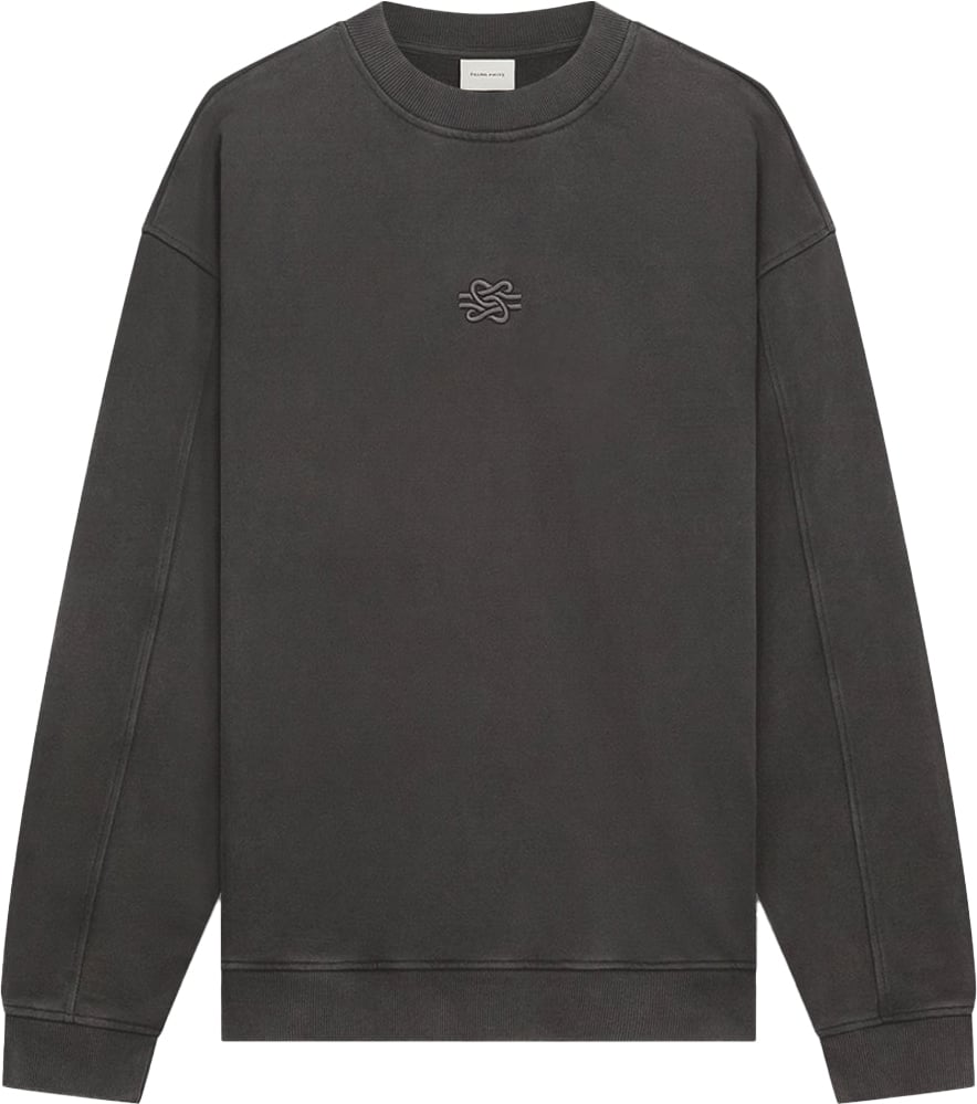 Filling Pieces Sweatshirt Boxy Embroidered Vintage Black Zwart