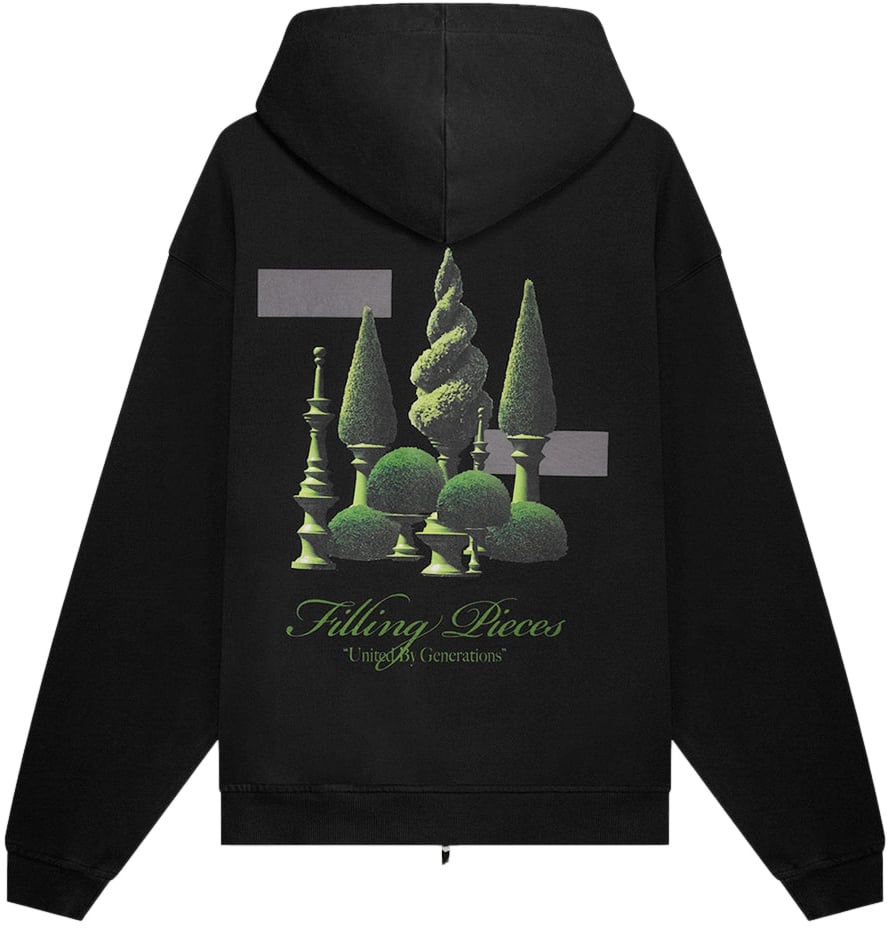 Filling Pieces Zip Hoodie Topiary Vintage Black Zwart