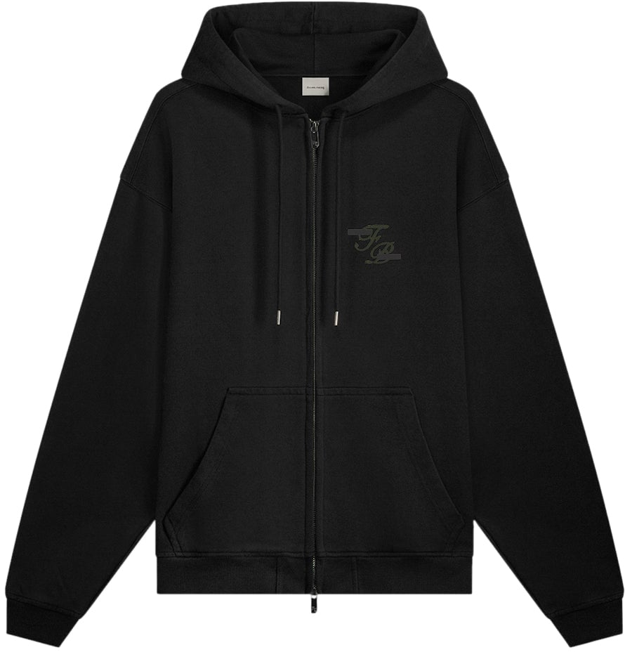 Filling Pieces Zip Hoodie Topiary Vintage Black Zwart