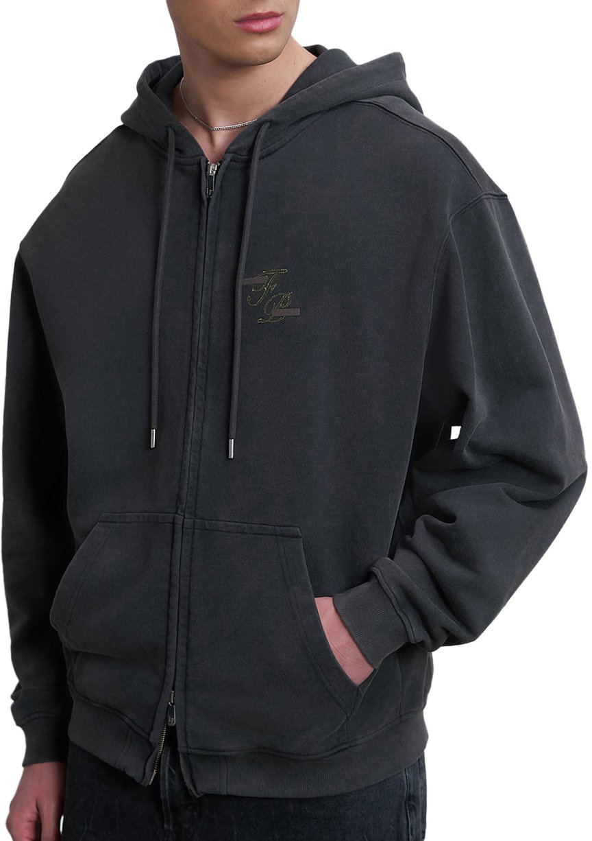 Filling Pieces Zip Hoodie Topiary Vintage Black Zwart