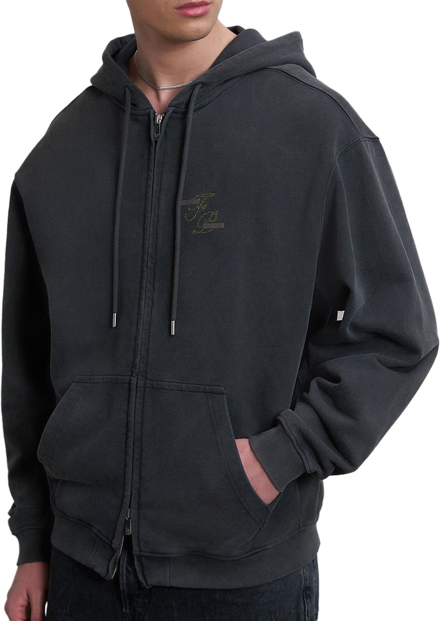 Filling Pieces Zip Hoodie Topiary Vintage Black Zwart