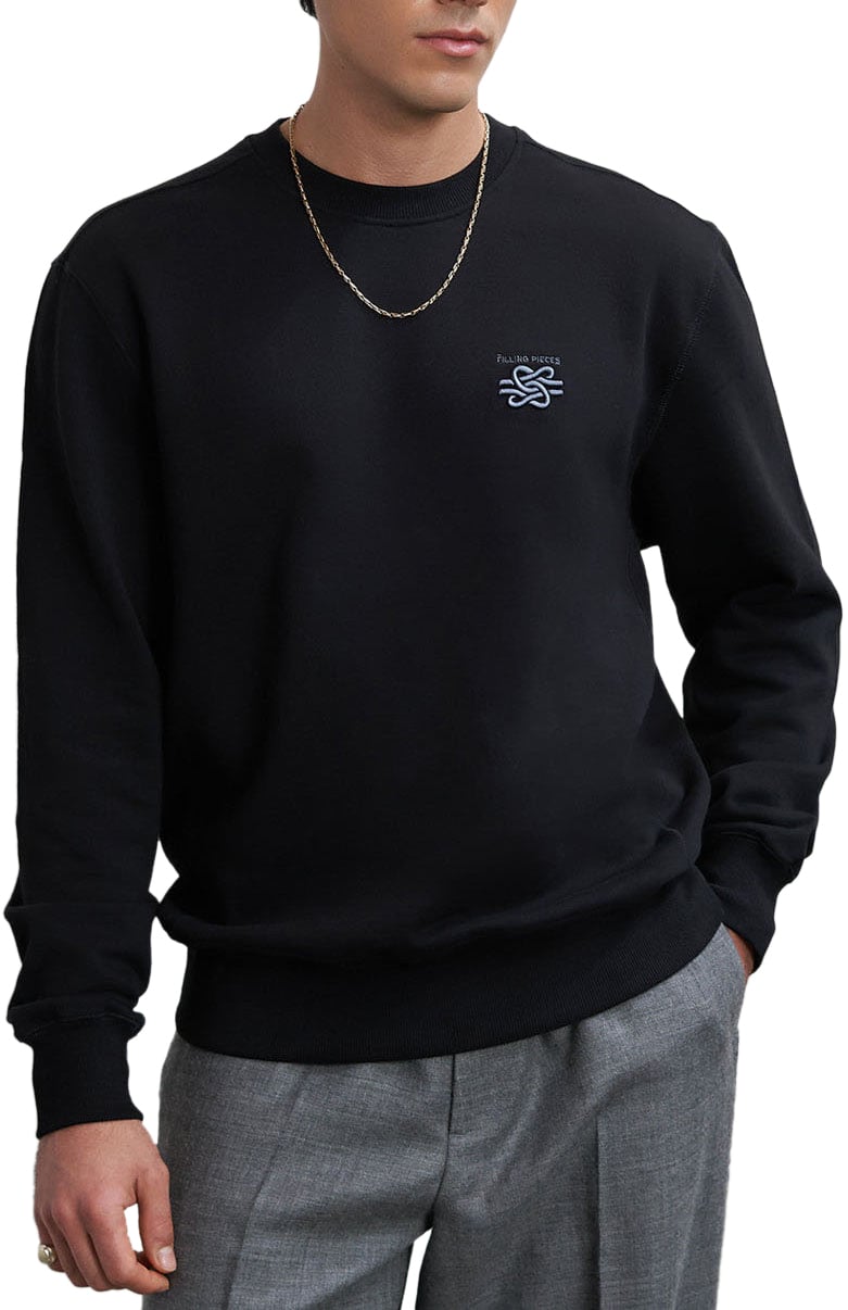 Filling Pieces Sweatshirt Embroidered Knot Black Zwart