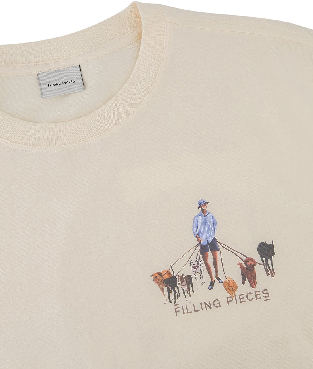 Filling Pieces T-shirt Dog Walker Antique White Wit
