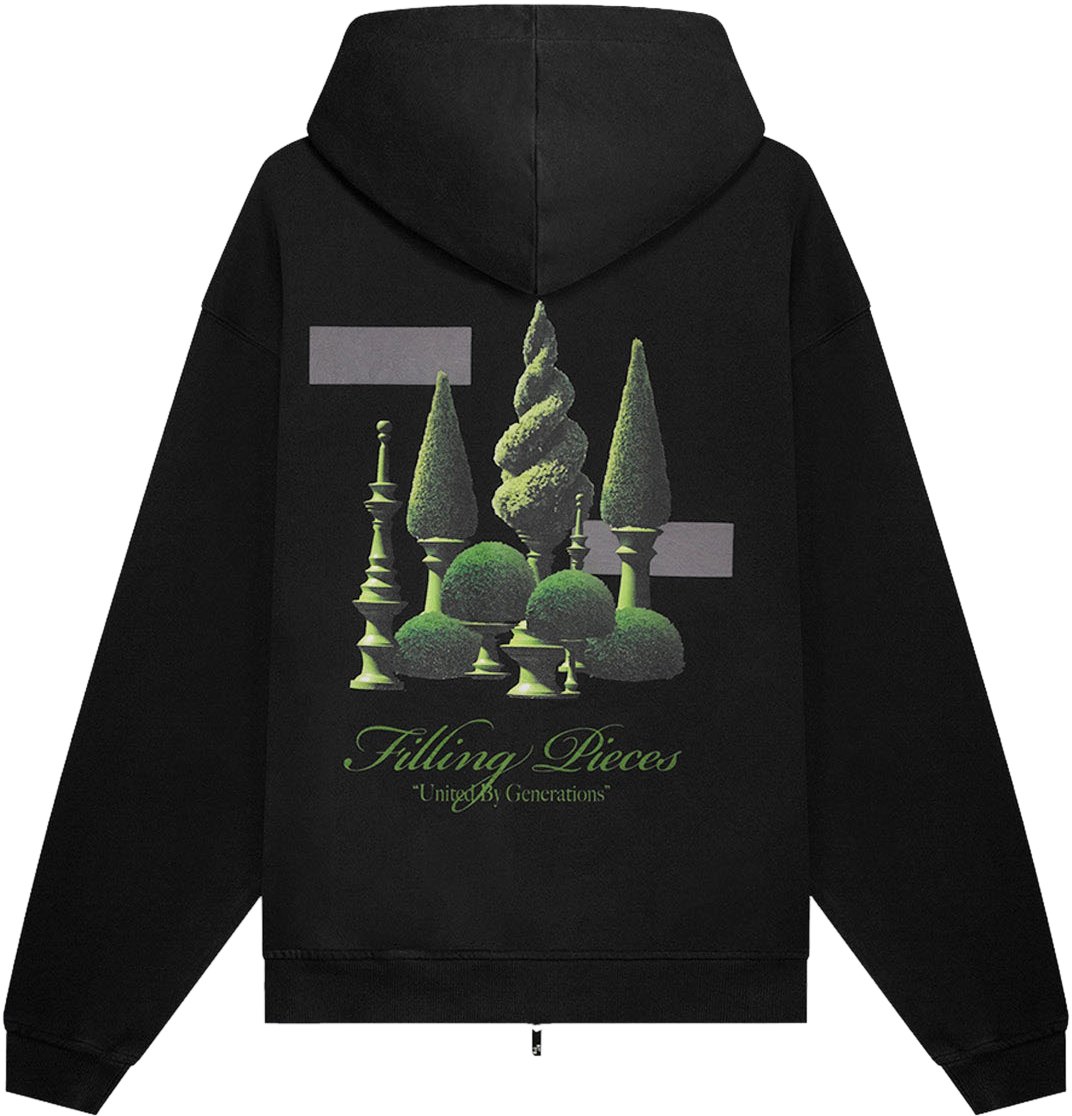 Filling Pieces Zip Hoodie Topiary Vintage Black Zwart