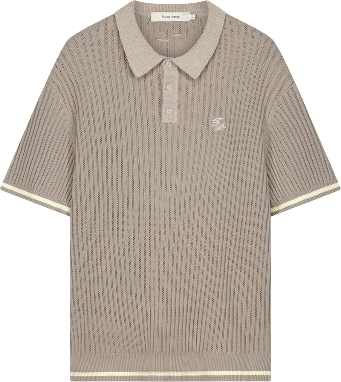 Filling Pieces Filling Pieces 422670500246 Polos Taupe Knit Polo Boucle Taupe