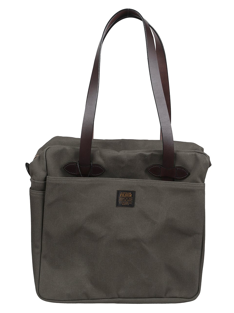 Filson Grey Twill Leather Handle Tote Bag Grijs