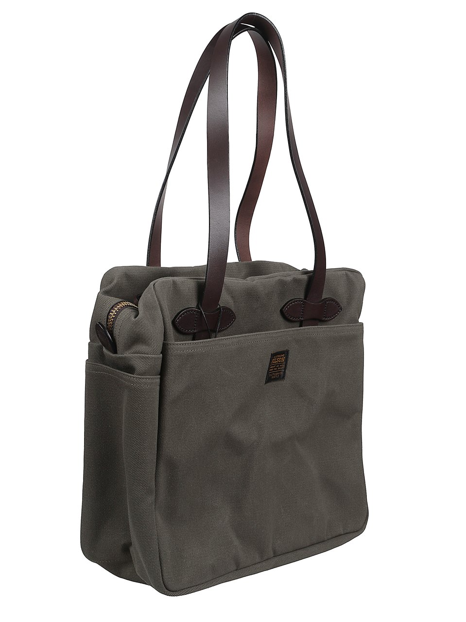 Filson Grey Twill Leather Handle Tote Bag Grijs