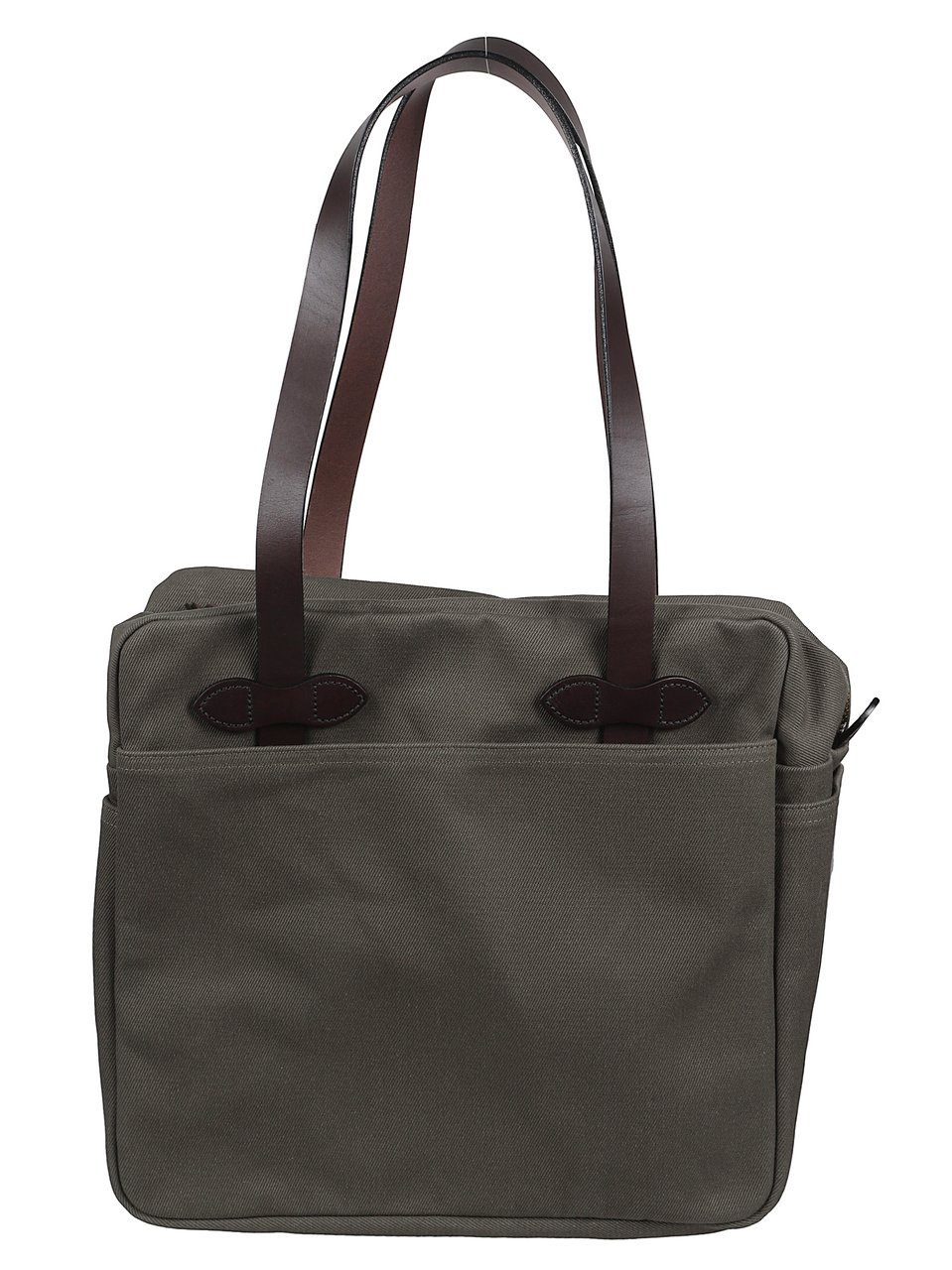 Filson Grey Twill Leather Handle Tote Bag Grijs